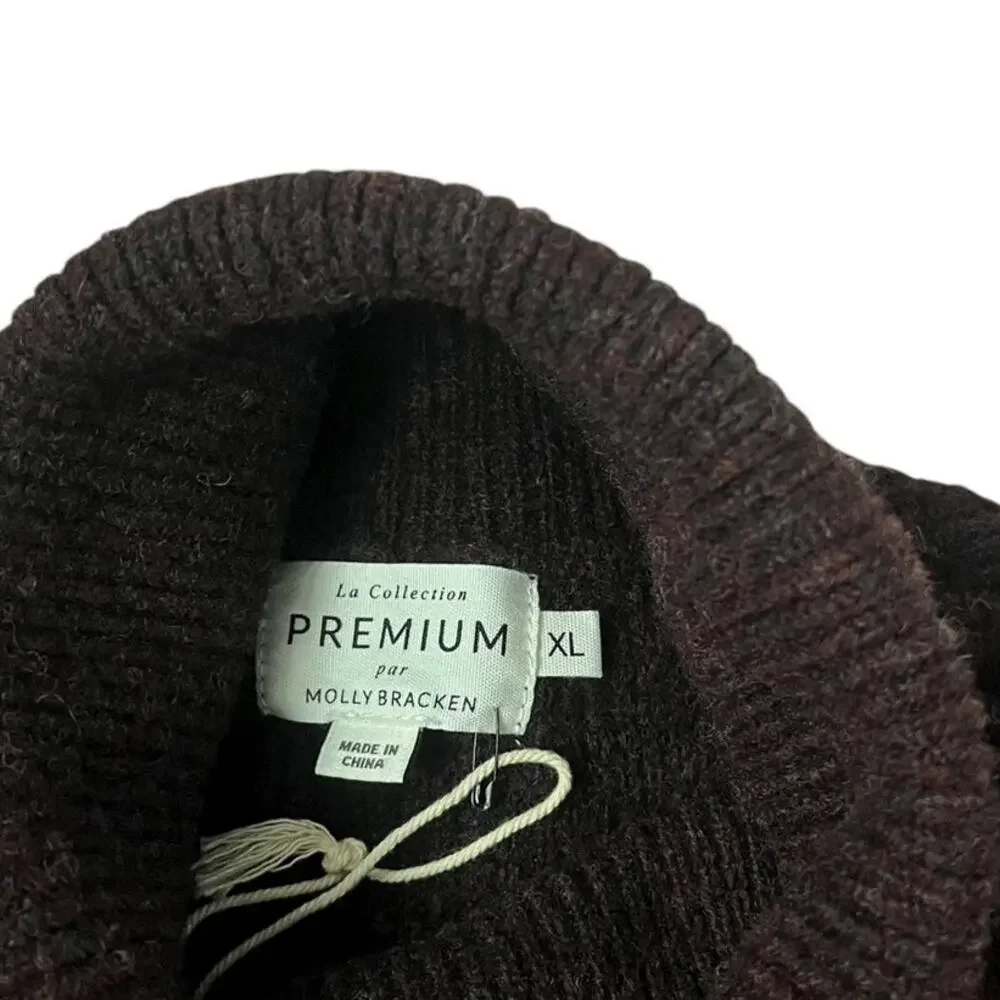 NWT Molly Bracken x La Collection Brown Ribbed Turtleneck Sweater XL Casual